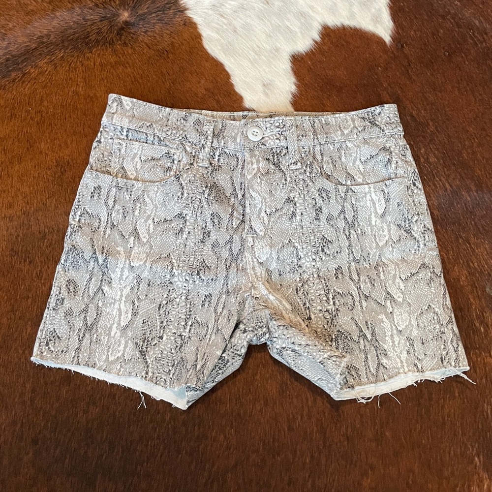 Lucky Brand Mid Rise Snake Print Denim Short